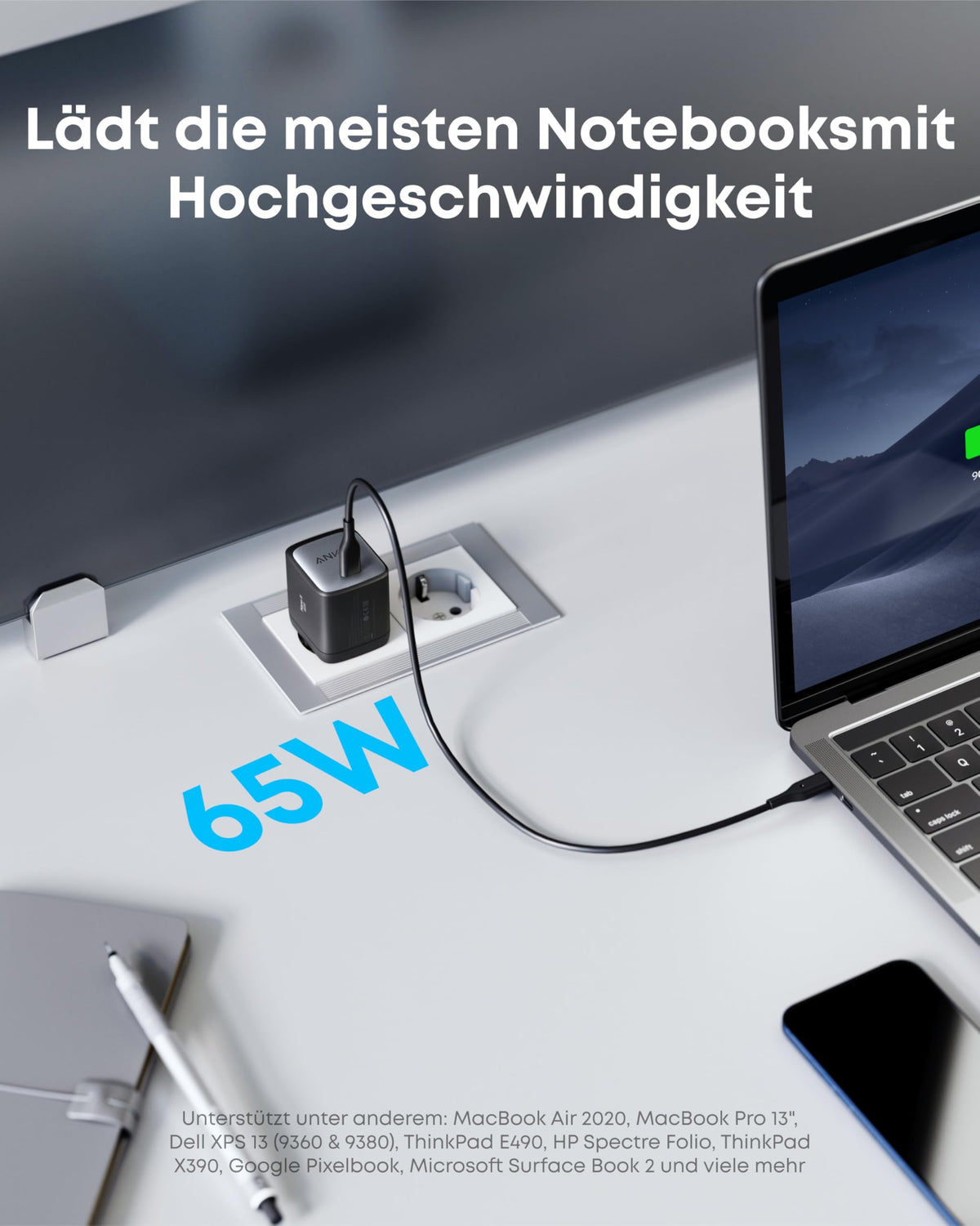 Anker Nano II 65W USB C Ladegerät Netzteil mit Schnellladeleistung