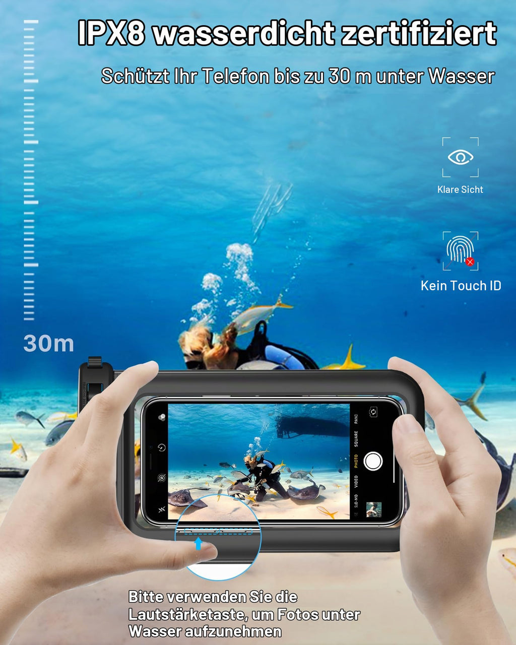 YOSH wasserdichte Handyhülle [Schwimmende & Nahtloser] 2 STK., bis zu 7,5"