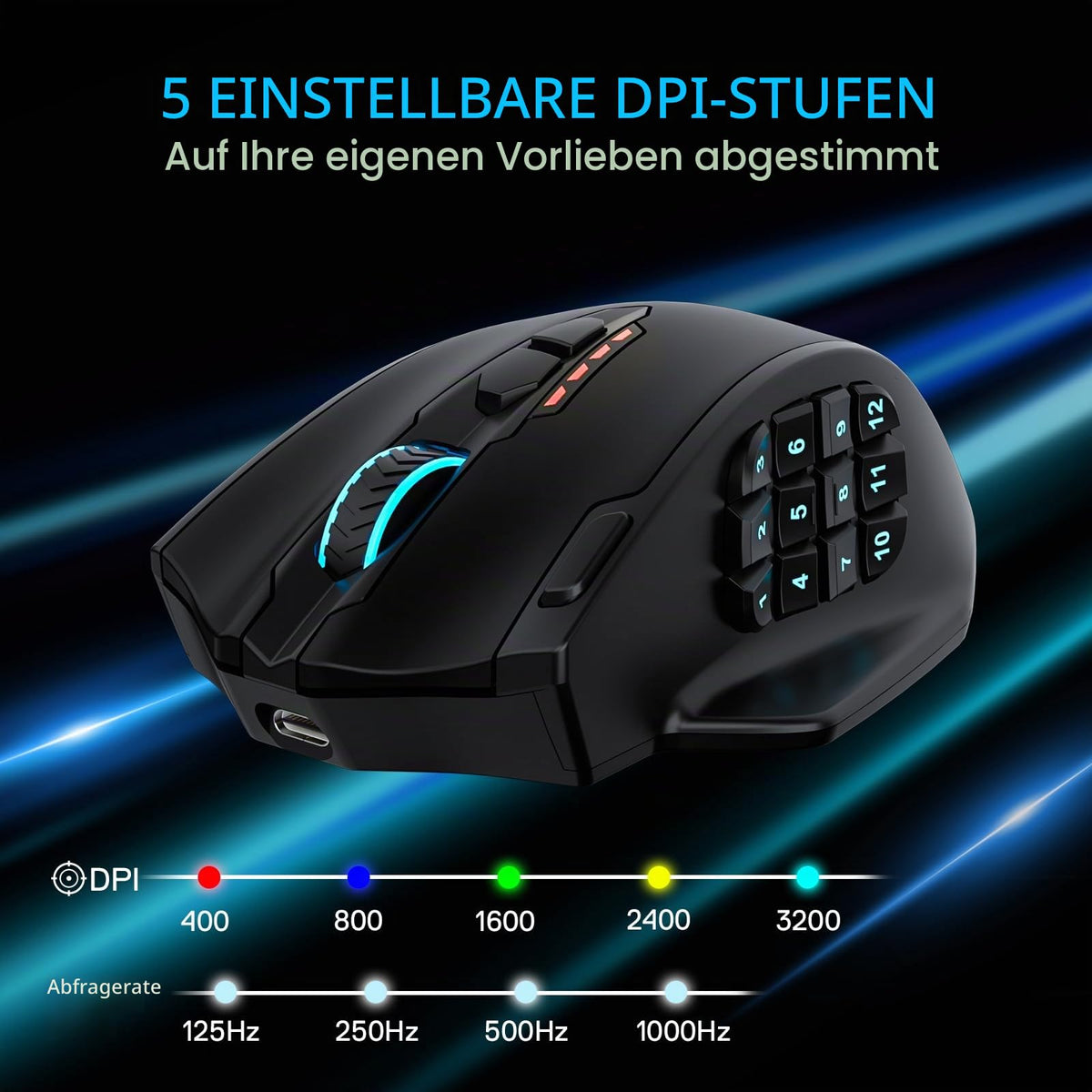 Redragon M908 Impact MMO Gaming Maus Kabelgebunden RGB 12400 DPI