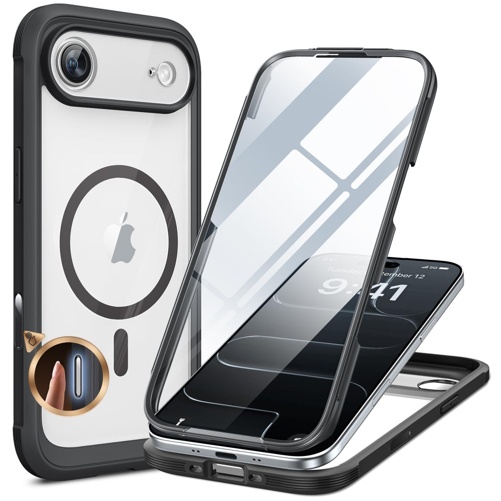 Miracase für iPhone 17 Hülle 6,3 Zoll,360 Grad Komplettschutz,Schwarz