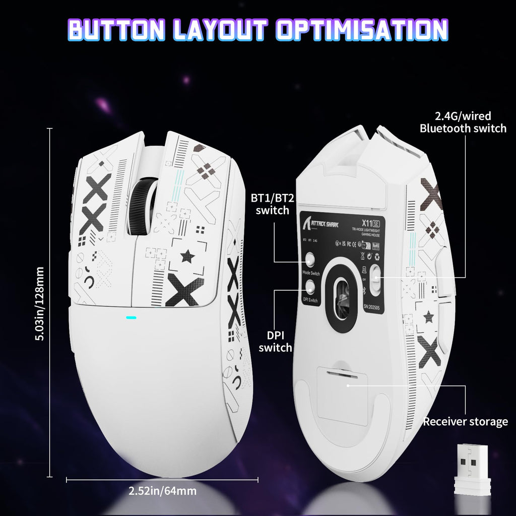 ATTACK SHARK X11SE Kabellose Gaming-Maus