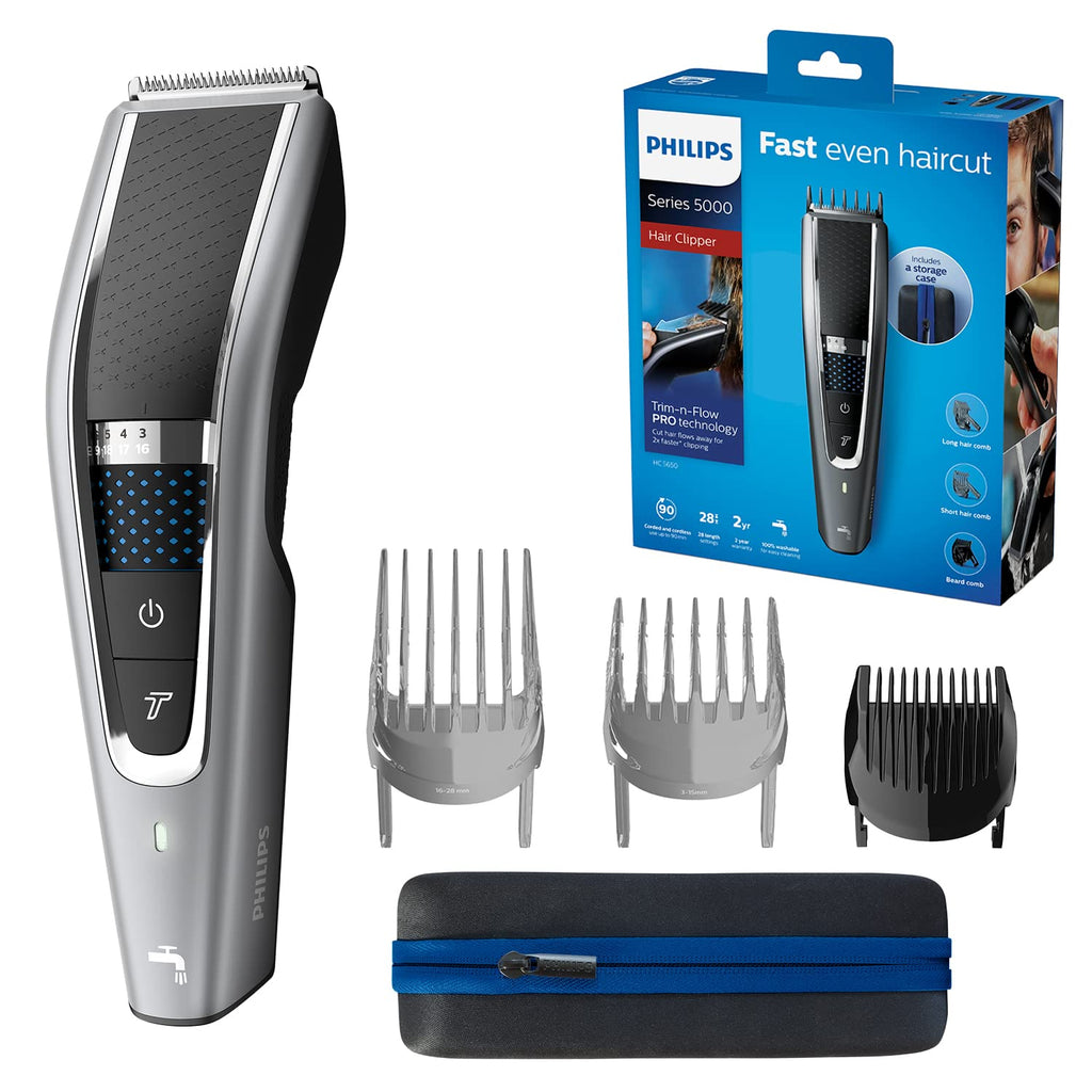 Philips HC5630/15 Haarschneider Series 5000 mit 28 Längeneinstellungen, 3 Kammaufsätzen und Turbo Modus