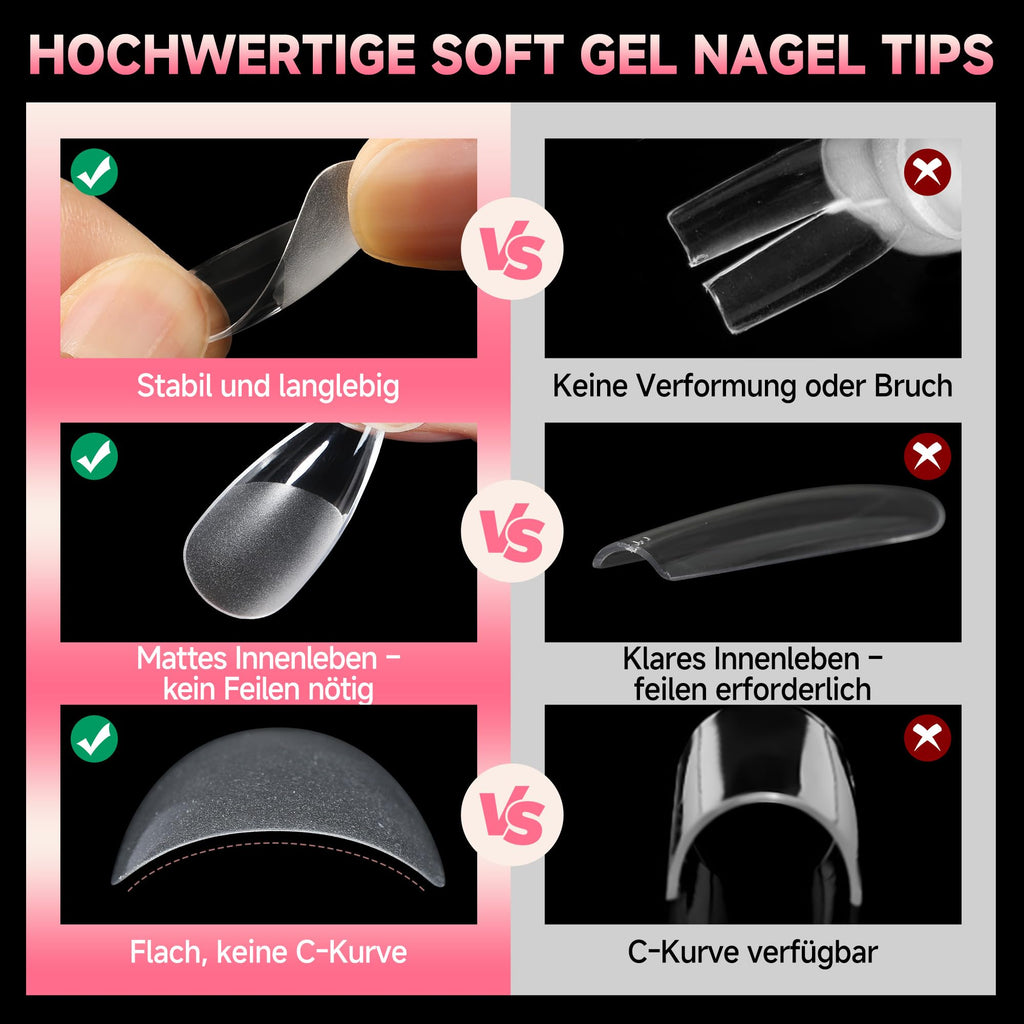 UNA GELLA Kurze Mandel Nail Tips 504 Stück
