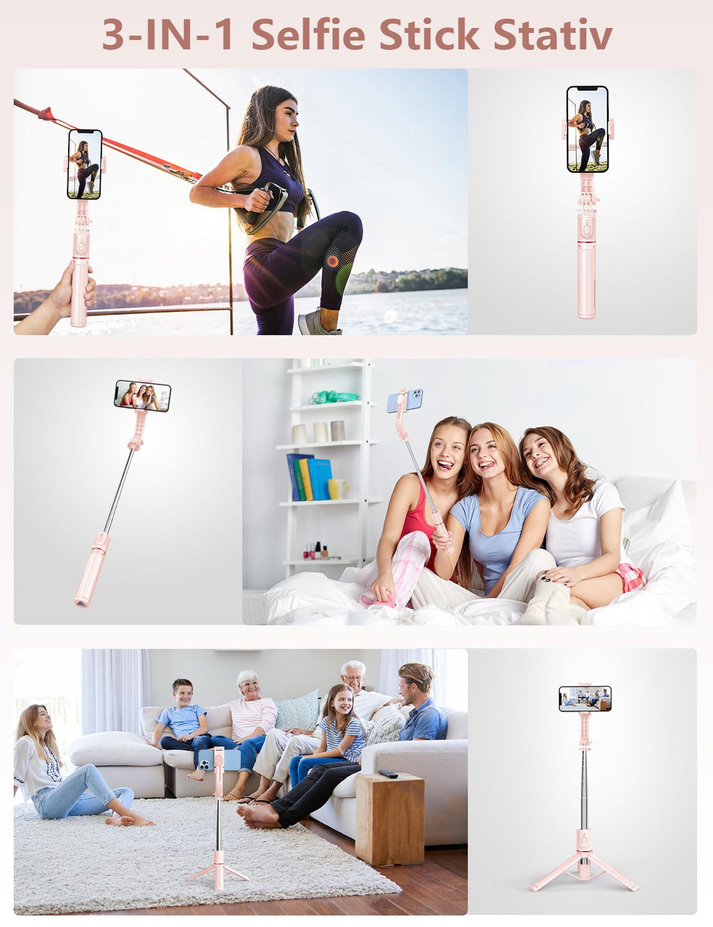 Selfiestick Stativ und Fernbedienung, 2 Fülllicht Stativ für Smartphones