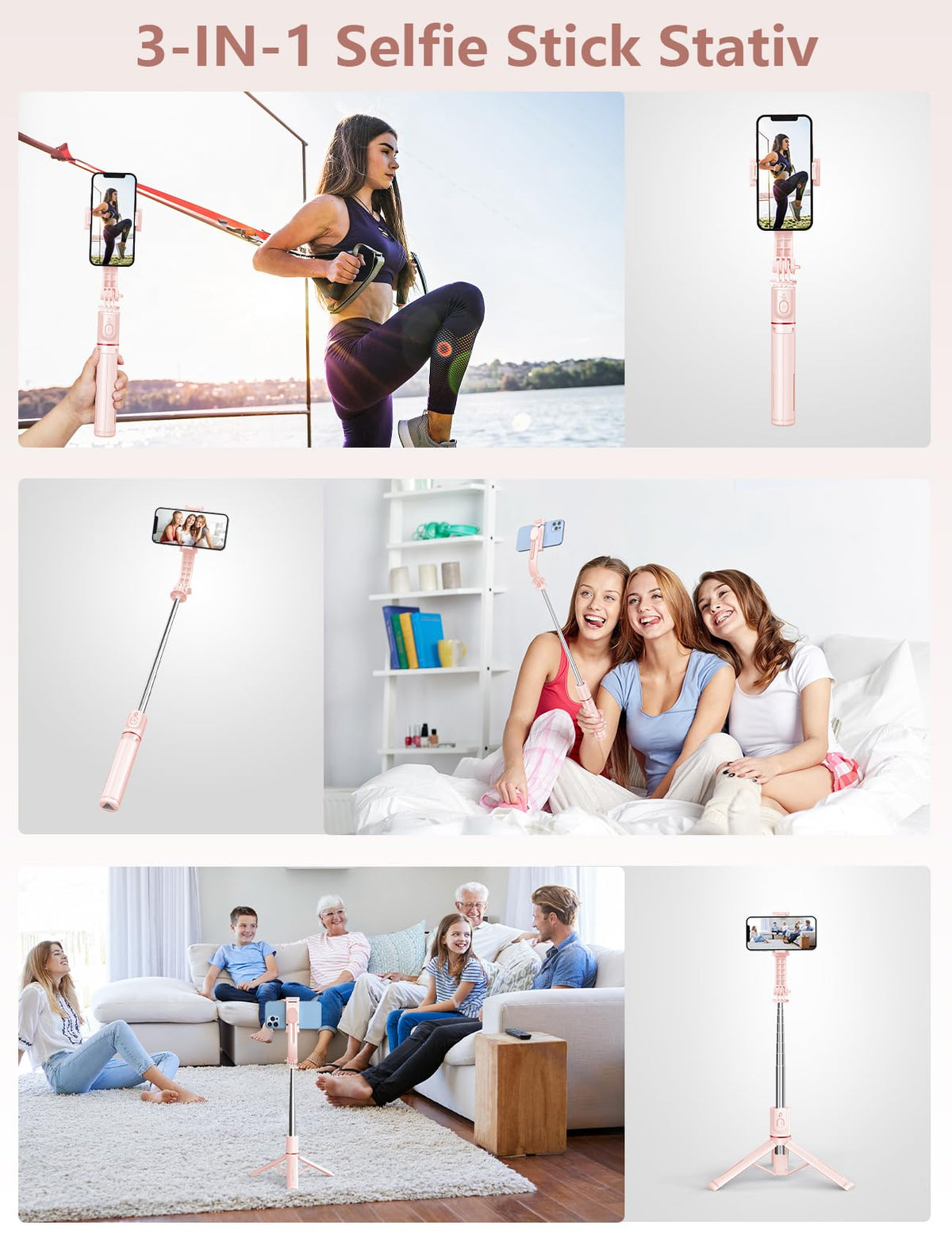 Selfiestick Stativ und Fernbedienung, 2 Fülllicht Stativ für Smartphones