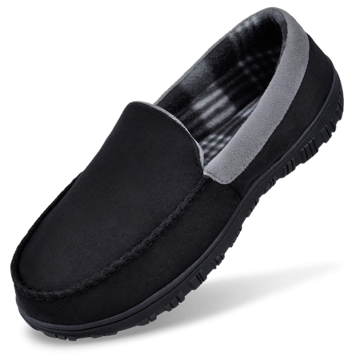 MIXIN Men's Cozy Moccasin Slippers Anti-Skid Slip On House Slippers with Comfy Memory Foam