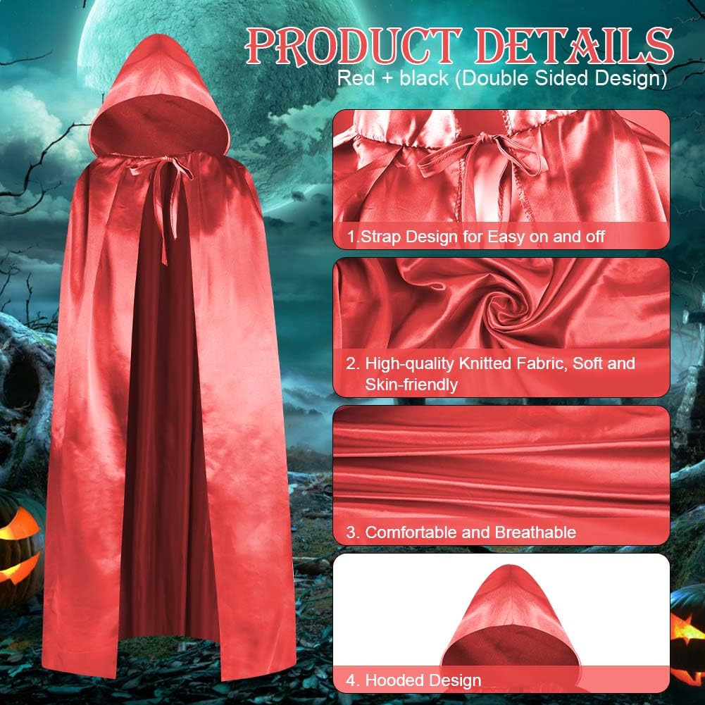Aomig Cape à Capuchon, Déguisement Adulte Unisexe Costume, Cape Sorcier, Halloween Cosplay Costume Cape Longue Cape, Déguisement pour Halloween, Bal Masqué