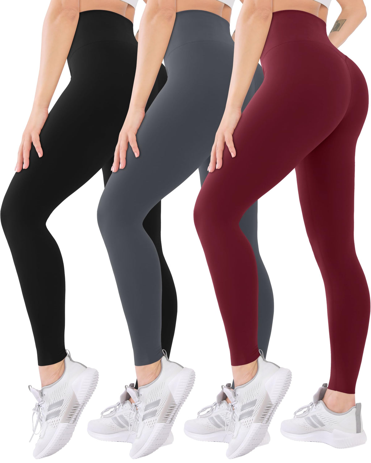 Blisset 3 Pack High Waisted Leggings for Women with Pockets Soft Active Compression Pants for Yoga Running & Daily Wear