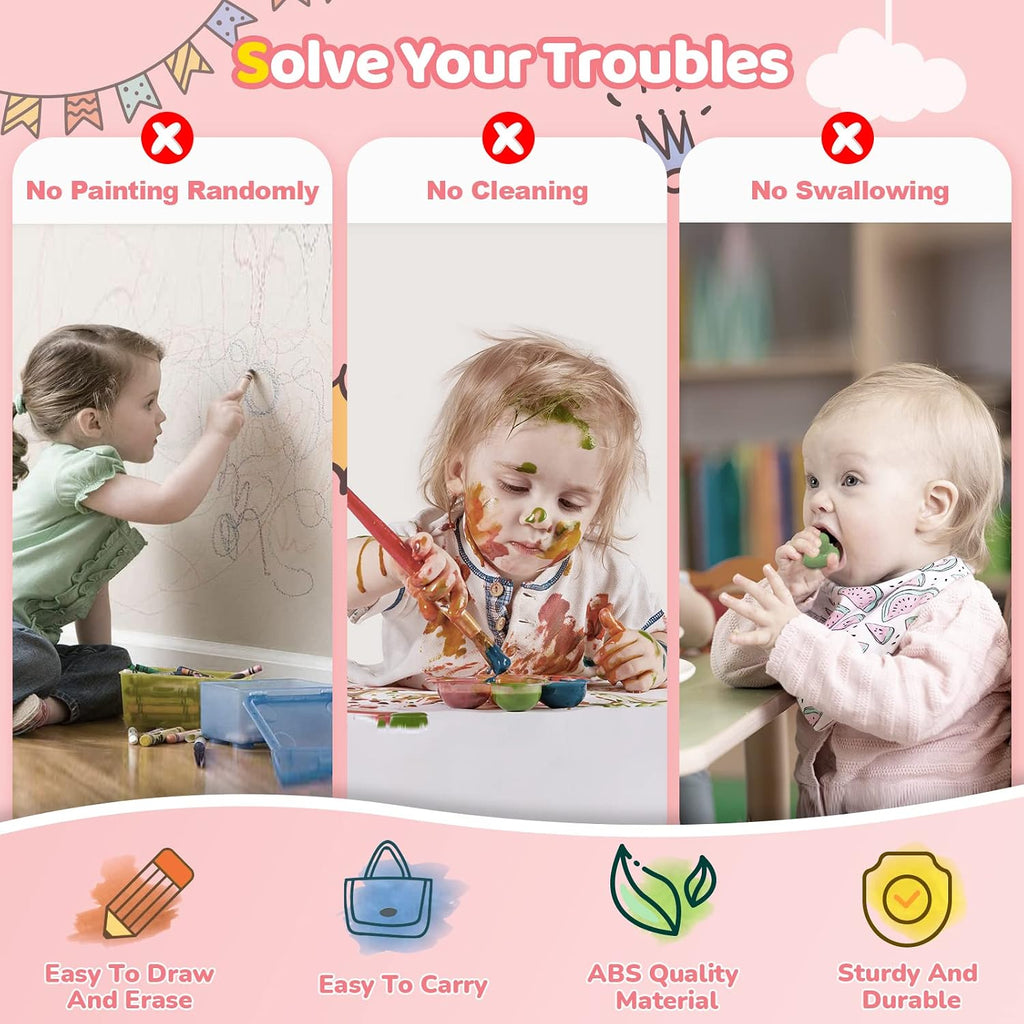 Kikidex Magnetic Drawing Board, Toddler Girl Toys for 1-3 Year Old, Doodle Board Pad Learning and Educational Toys for 1 2 3 Year Old Kids Birthday Gift (Soft Pink)