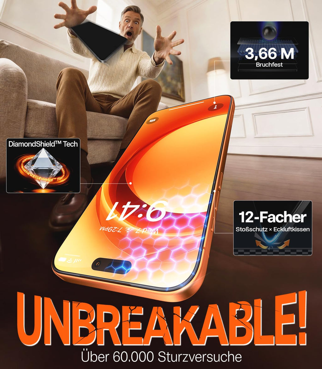 TORRAS für iPhone 18 Pro für Panzerglas TOP 9H+, Auto-Montage, 2 Stück
