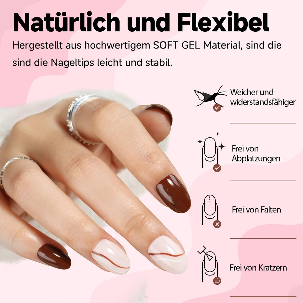 UNA GELLA Kurze Mandel Nail Tips 504 Stück