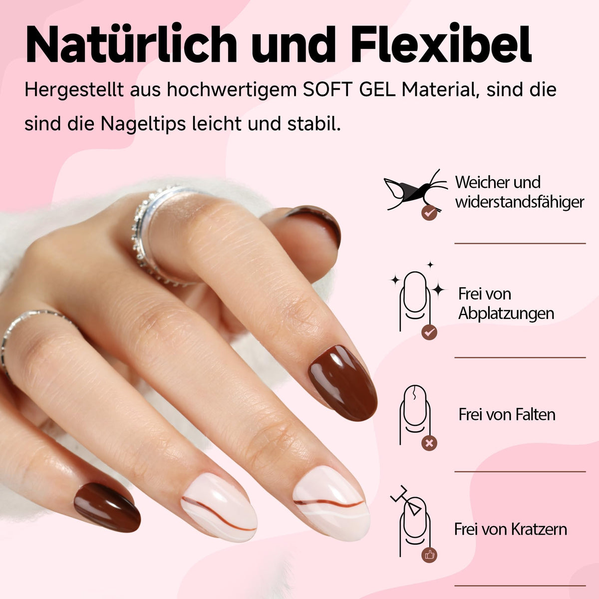UNA GELLA Kurze Mandel Nail Tips 504 Stück