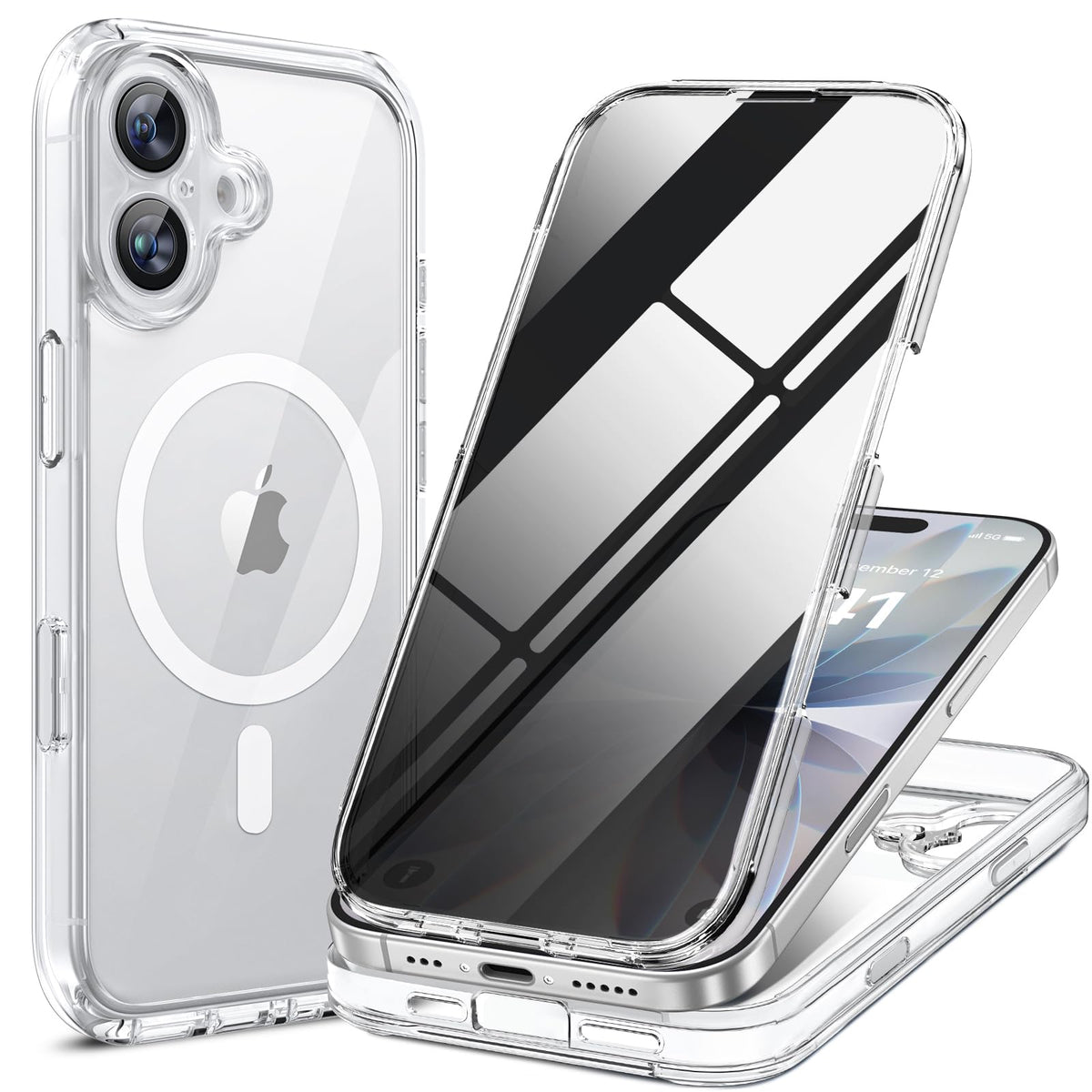Miracase für iPhone 17 Hülle 6,3 Zoll,360 Grad Komplettschutz,Schwarz