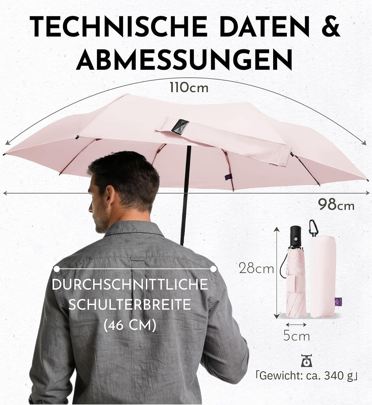 LILAC Regenschirm Klein Stabil Windfest