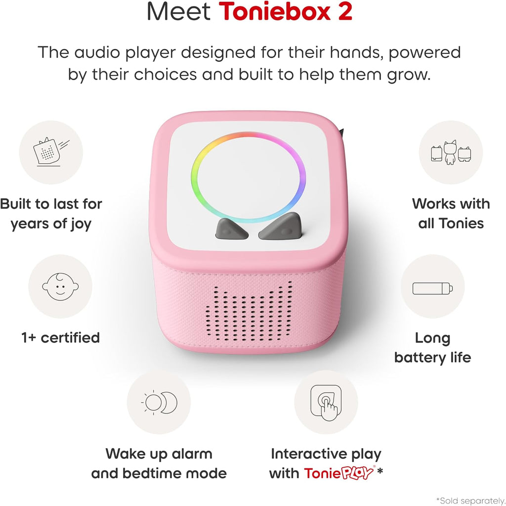 Toniebox 2 Audio Player Disney Princess Bundle for Kids 3+ with Ariel, Moana, Merida, and Belle - Cloud Pink