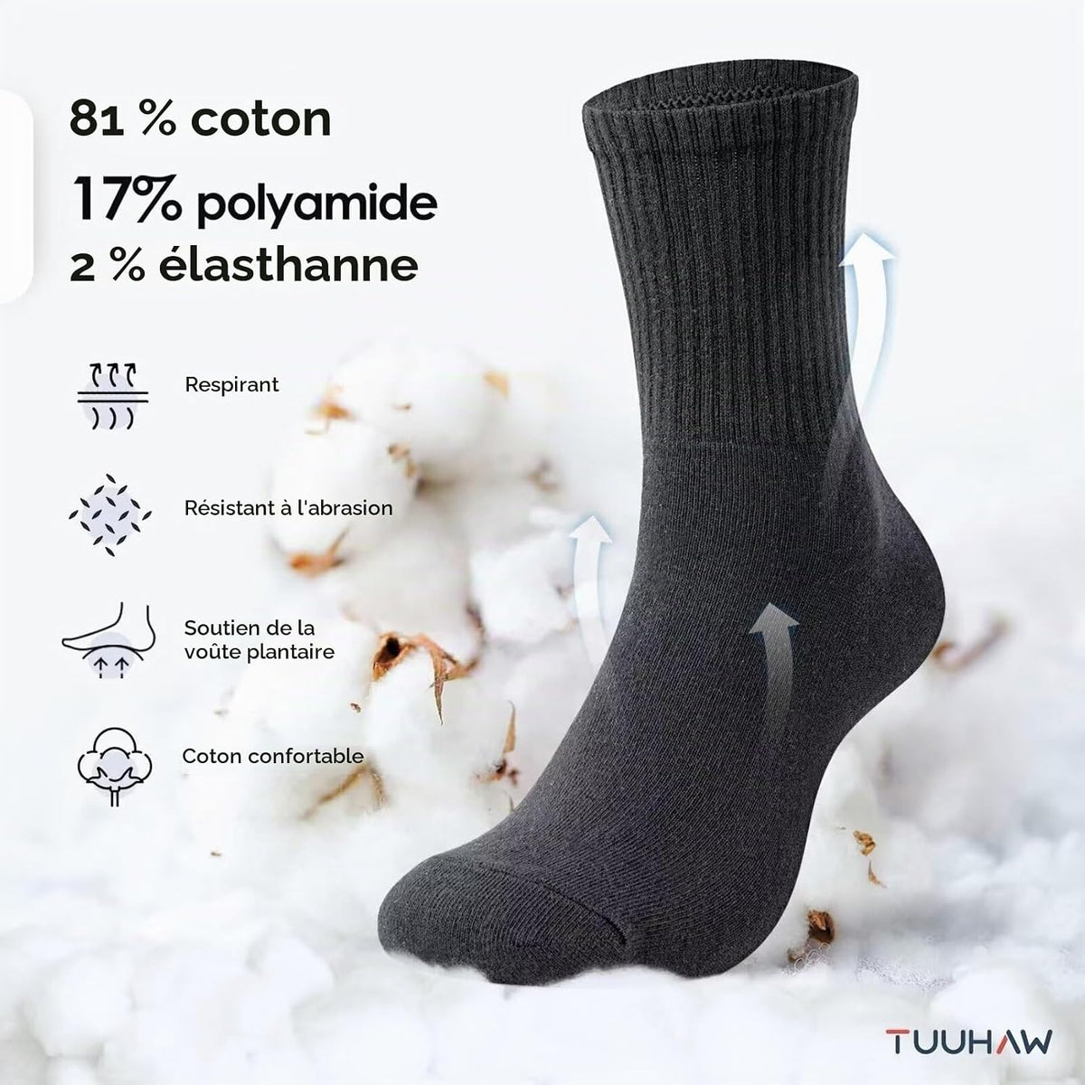 Chaussettes Homme Femme Coton Sport Tennis Course Golf (Lot de 6/12)