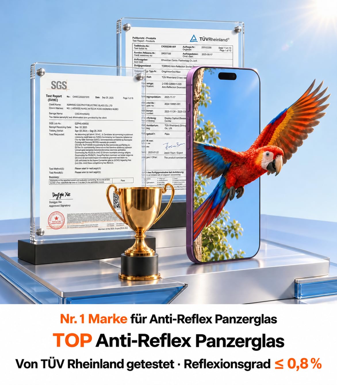 TORRAS für iPhone 18 Pro 9H+ Kratzfest Kameraschutz HD-Klares, Grau