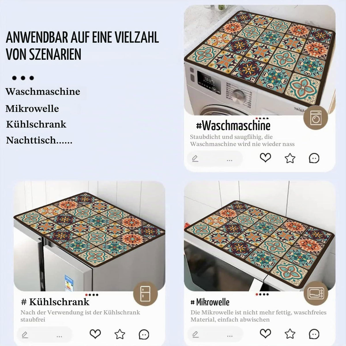 YeahBoom Waschmaschinenauflage 60x60cm,Waschmaschinenabdeckung Universal
