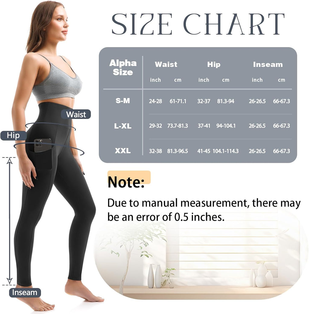 Leafigure Lot de 2 leggings de sport opaques taille haute avec poches pour entraînement, sport, yoga, course à pied