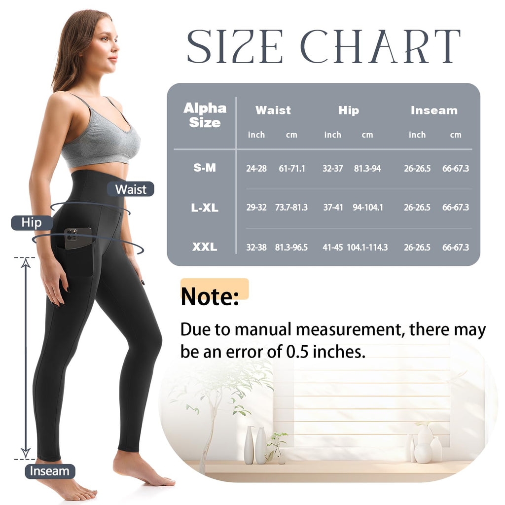 Leafigure 2er Pack High Waist Leggings Damen mit Taschen