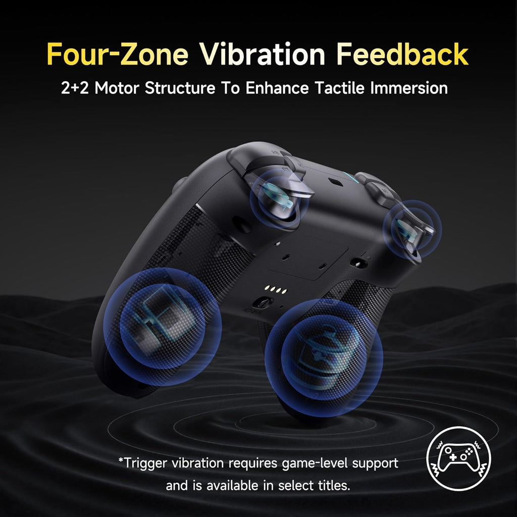 EasySMX X05PRO Wireless PC-Controller, Gaming-Controller mit leisen Tasten, 2-stufigen Triggern, Hall-Effekt-Joysticks, 2 programmierbaren Tasten, 1000 mAh Akku, kompatibel mit PC/Switch/Android/iOS – Schwarz