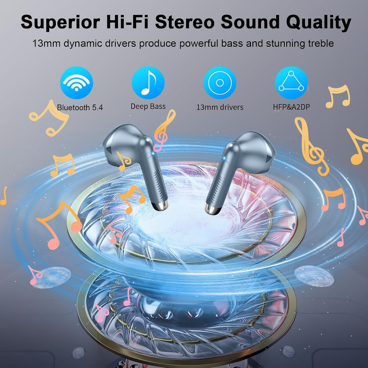 Drsaec Bluetooth Kopfhörer, In Ear Kopfhörer Kabellos Bluetooth 5.4
