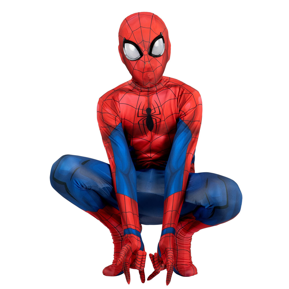 Marvel Spider-Man Official Youth Deluxe Zentai Costume - Deluxe Two-Way Stretch Spandex with Invisible Zippers and Wrist Openings for Added Convenience (S)