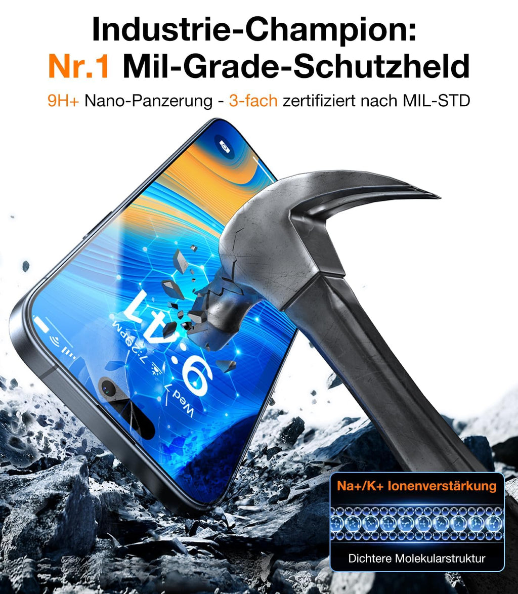 TORRAS für iPhone 18 Pro 9H+ Kratzfest Kameraschutz HD-Klares, Grau