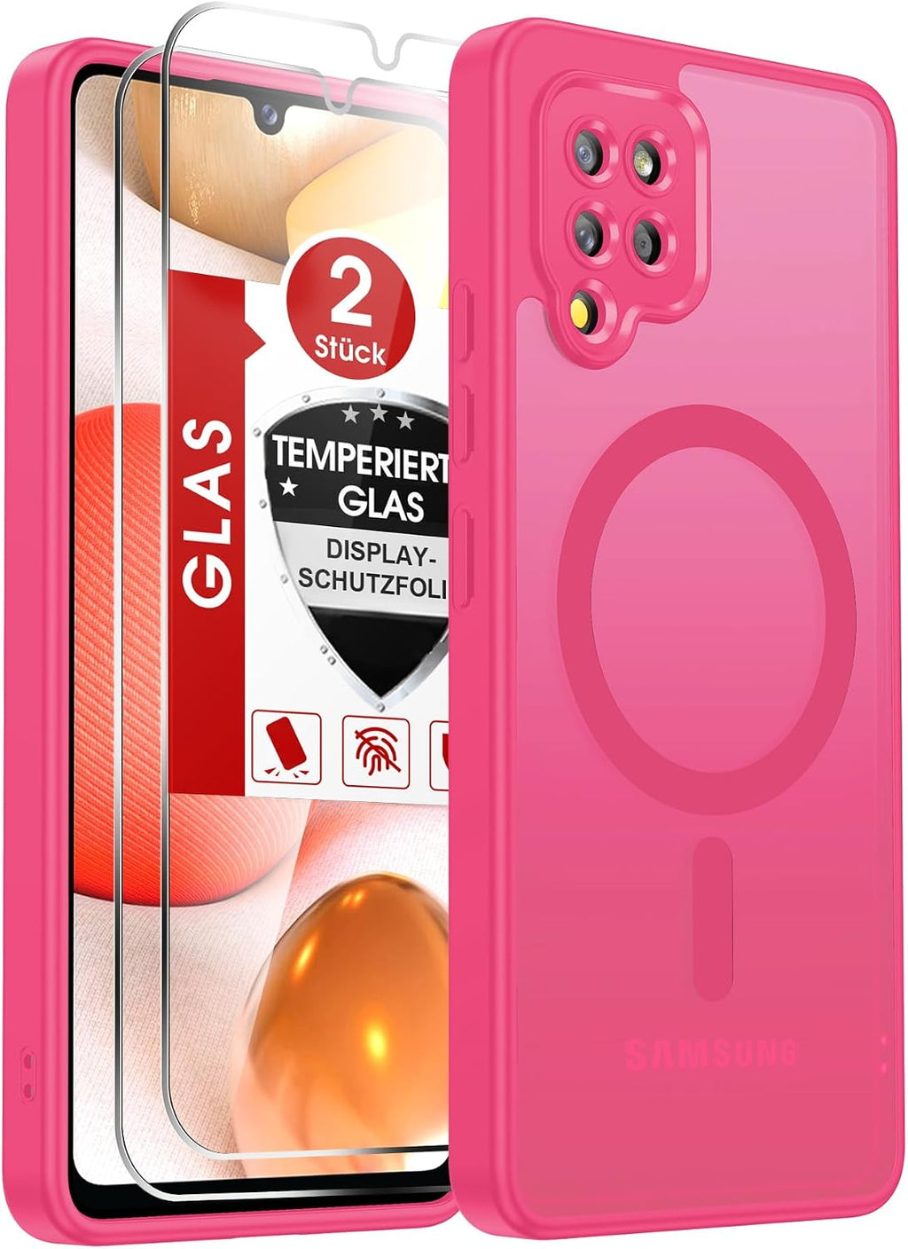 LeYi für Samsung Galaxy A06 4G Hülle für Magsafe mit 2X Panzerglas-Schwarz