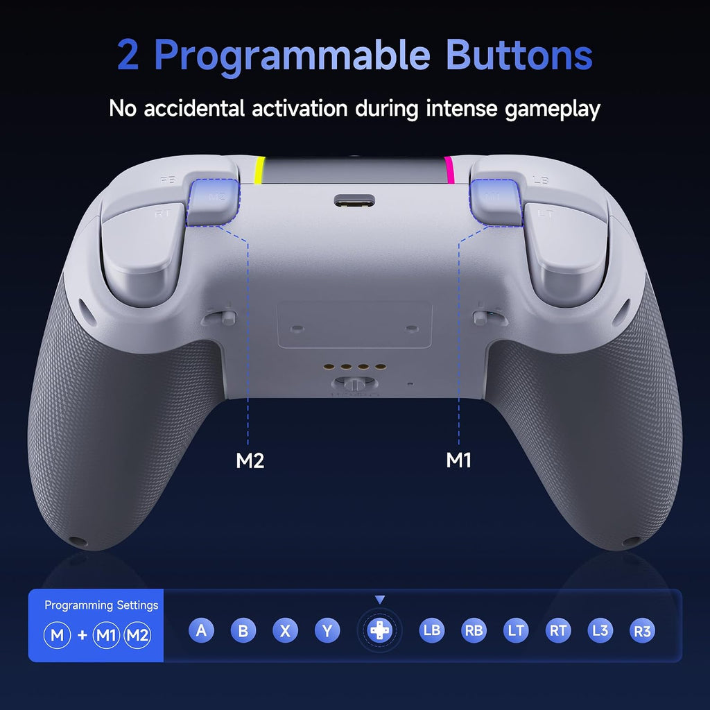 EasySMX X05PRO Wireless PC-Controller, Gaming-Controller mit leisen Tasten, 2-stufigen Triggern, Hall-Effekt-Joysticks, 2 programmierbaren Tasten, 1000 mAh Akku, kompatibel mit PC/Switch/Android/iOS – Schwarz