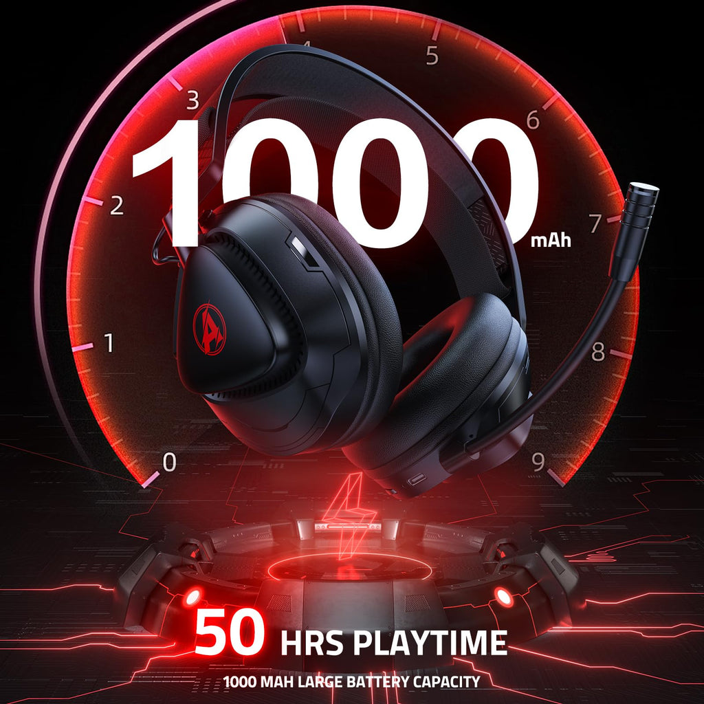 Gaming Headset Wireless für PS5 PS4 PC MAC Handy, 2.4Ghz(USB & Typ-C)+ BT