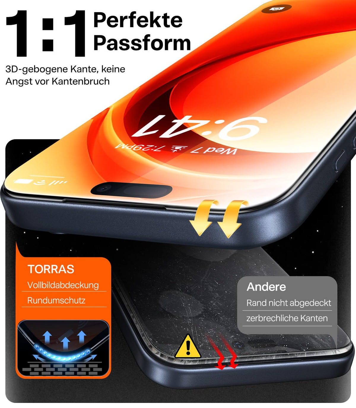 TORRAS für iPhone 18 Pro 9H+ Kratzfest Kameraschutz HD-Klares, Grau