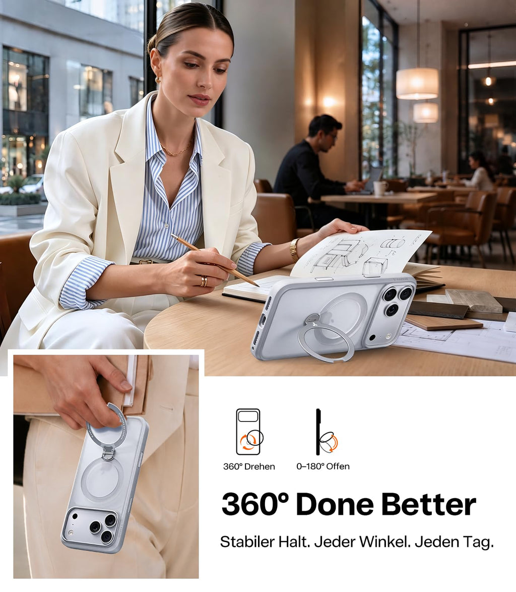 TORRAS Ostand Q3 Spin für iPhone 18 Pro Hülle für MagSafe 360°Stand Schwarz