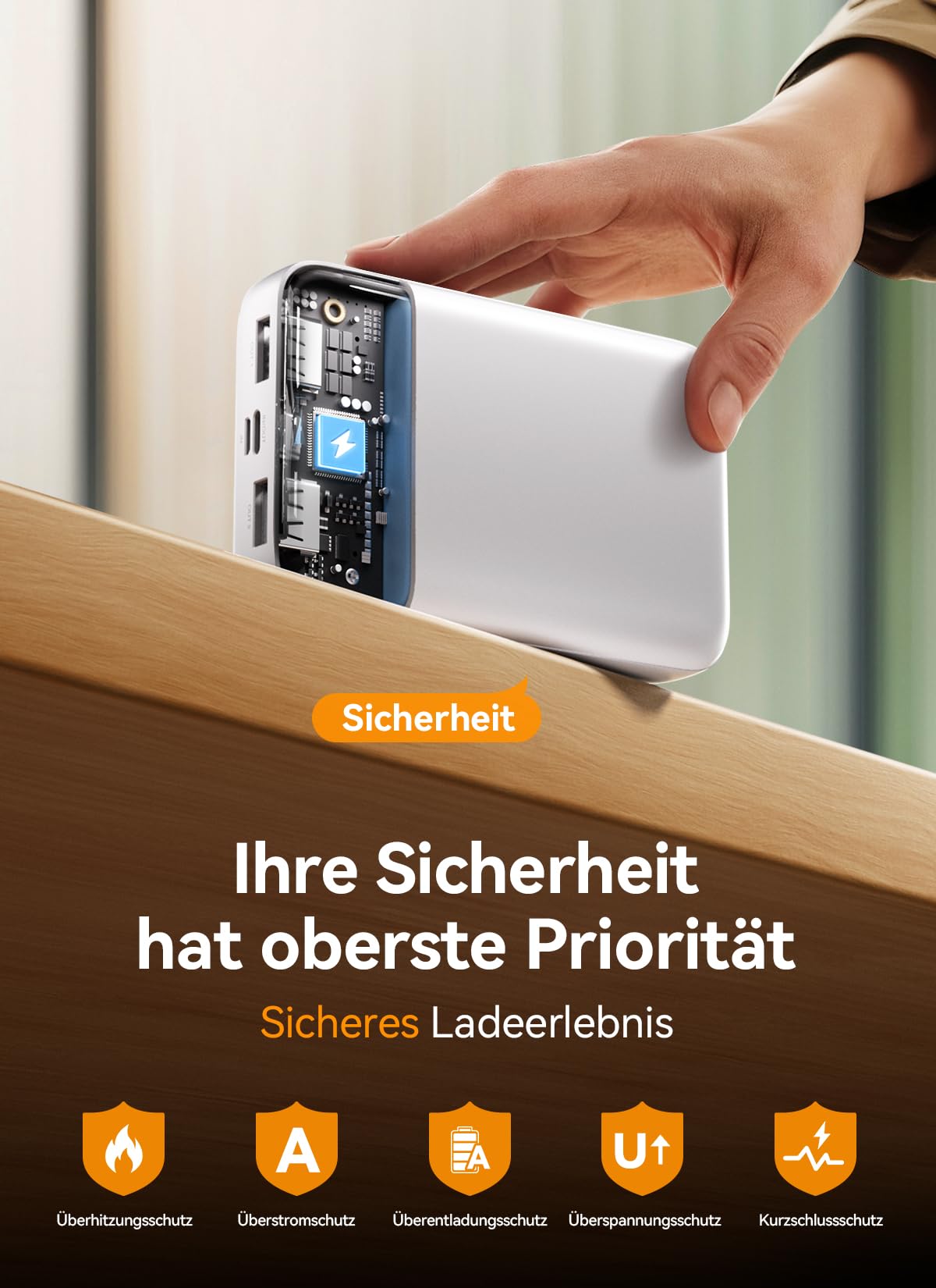 Power Bank 27000mAh, Ultra Kompakte Powerbank Schnellladen mit 3-in-1 Kabel