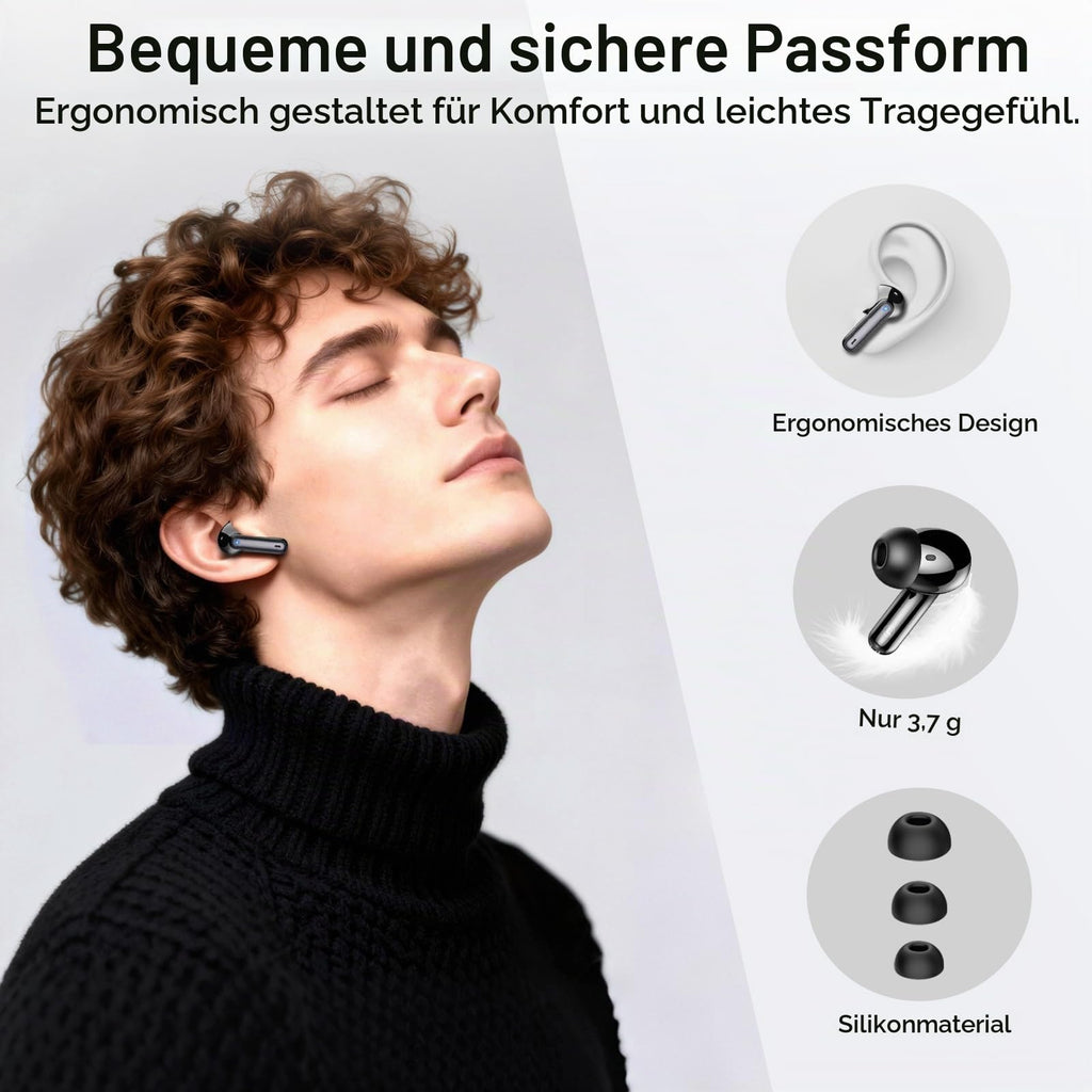 Bluetooth Kopfhörer, Kopfhörer Kabellos Bluetooth 5.4, Tiefer Bass Ohrhörer