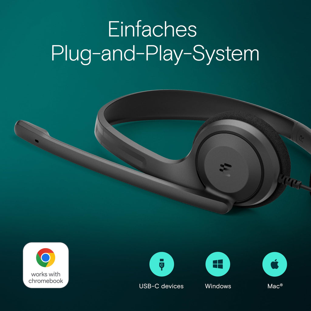 EPOS C1 Vielseitiges Business- Headset mit Mikrofon, Universellem 3,5-mm-Klinkenstecker, Breite Gerätekompatibilität - kopfhörer mit Kabel, mikrofon PC, Rauschunterdrückendes Mikrofon, on Ear