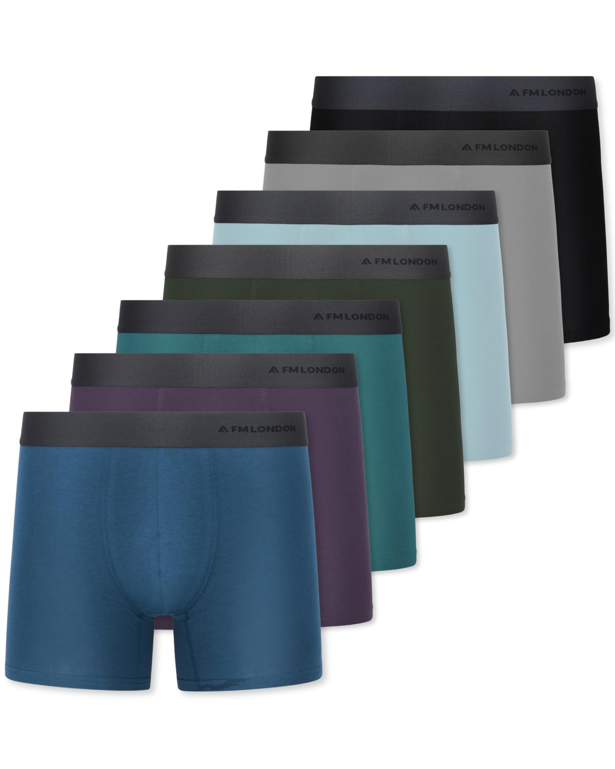 FM London Lot de 7 Boxers Respirants Homme sans Étiquette, Extensibles
