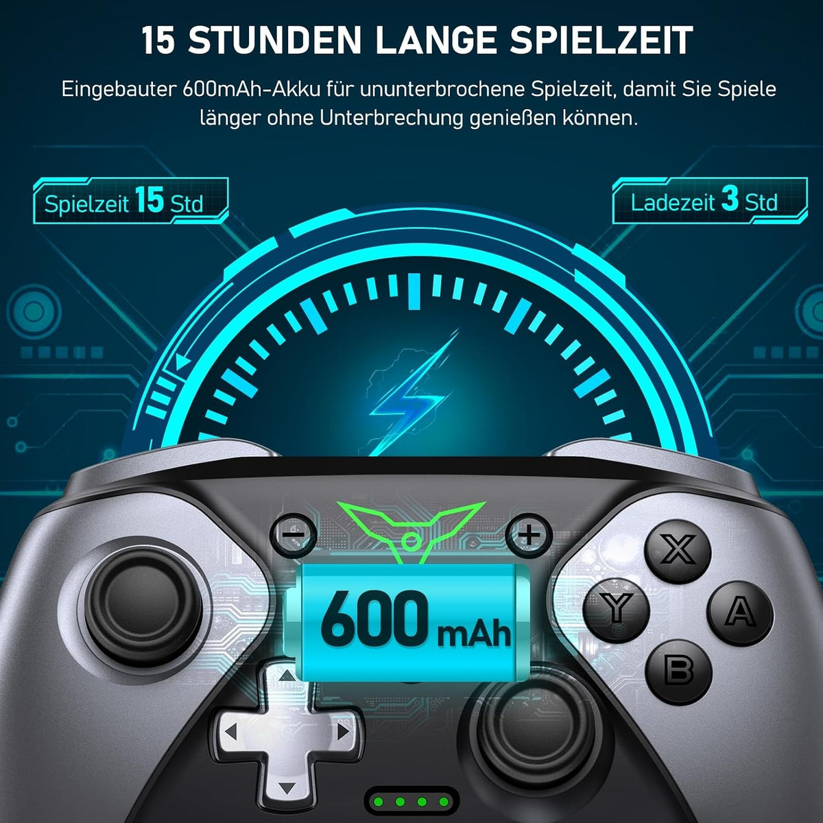 HELLCOOL Switch Controller, Kabellos Switch Pro Controller für Switch/Lite/OLED Konsole, Macro/Turbo/Aufwachfunktion, Präzise Steuerung, Dual Motors Vibration, 15 Std Spieldauer