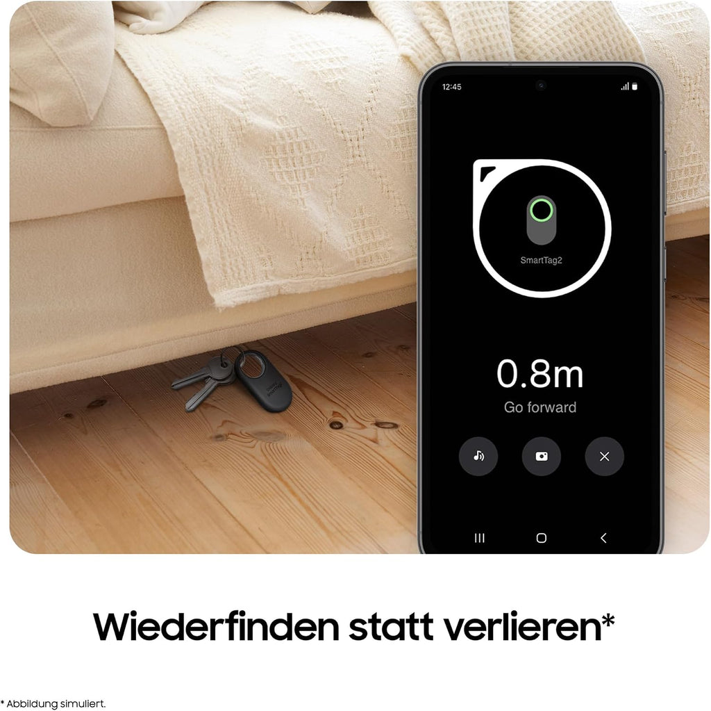 Samsung Galaxy SmartTag2 Bluetooth-Tracker, Kompassansicht, Suche in der Nähe, mit bis zu 500 Tage Laufzeit, wassergeschützt, Schwarz (1 Stück)