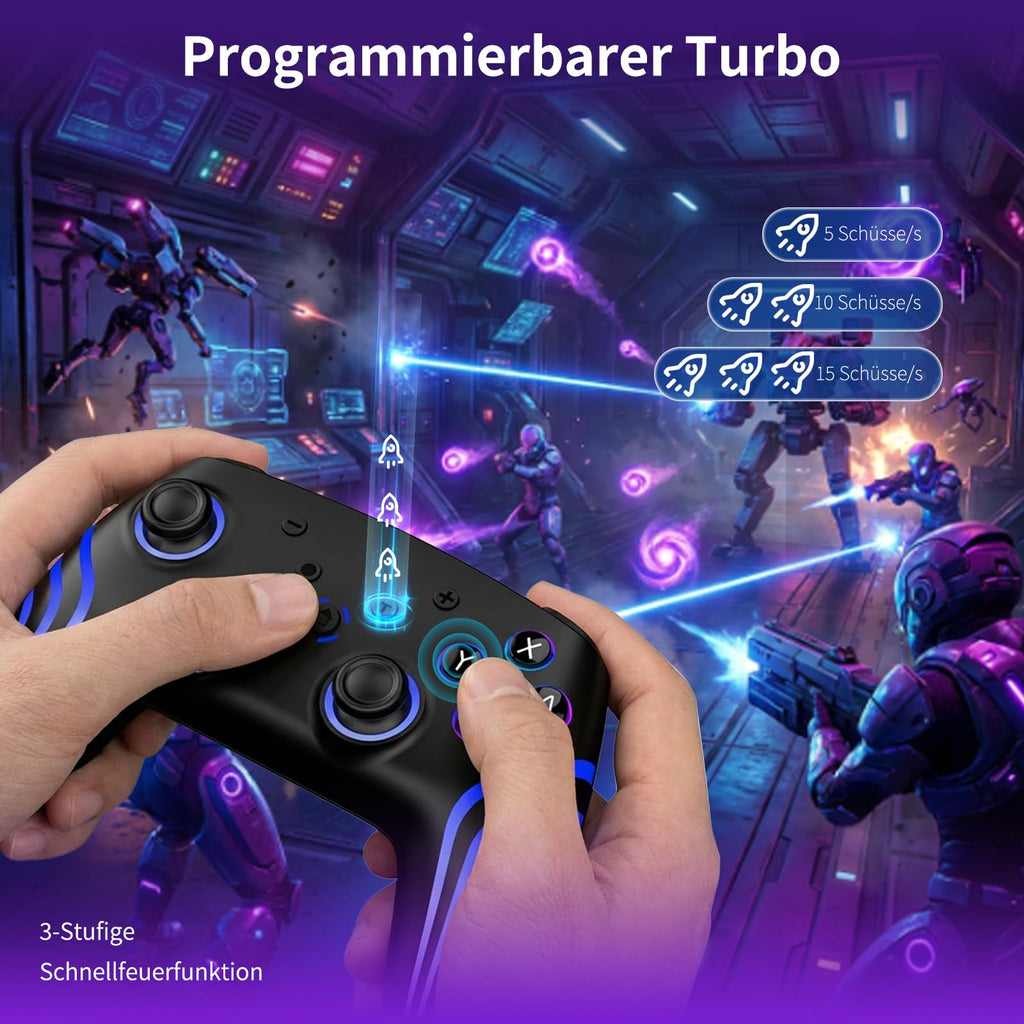 Reddening Switch 2 Controller für Switch/Switch 2/Switch Lite/Switch OLED,Switch Controller mit Doppel Vibration,Switch 2 Pro Controller mit 6 Achsen Gyro,Hall Joystick,Aufwachen,Turbo (Weiß Schwarz)