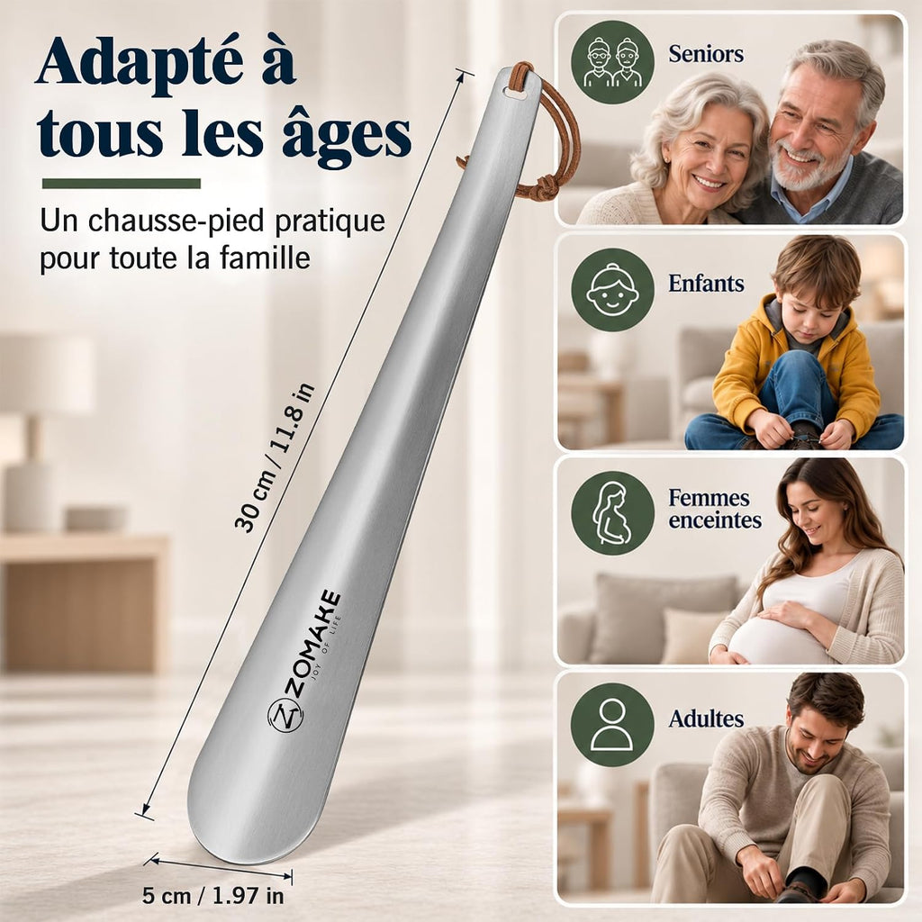 ZOMAKE Chausse Pied Métal 30 cm, Chausse-Pied Long en Acier Inoxydable