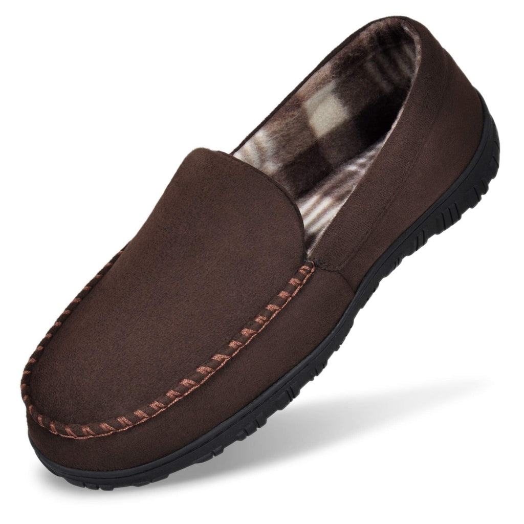 MIXIN Men's Cozy Moccasin Slippers Anti-Skid Slip On House Slippers with Comfy Memory Foam