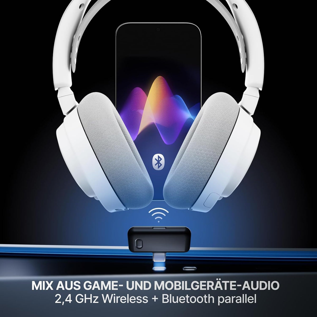 SteelSeries Arctis Nova 7 Wireless Gen 2 Multi-Plattform-Gaming-Headset - Echtzeit-App-Steuerung - Über 50 Std. Akkulaufzeit - 2,4 GHz/Bluetooth parallel möglich -PC, PS5, PS4, Switch 1/2, Mobilgeräte