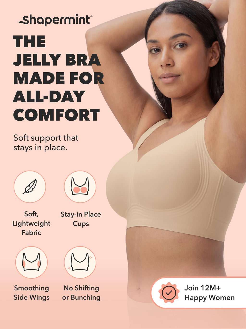 SHAPERMINT Everyday Wireless Jelly Bra, Full Coverage, S-4XL