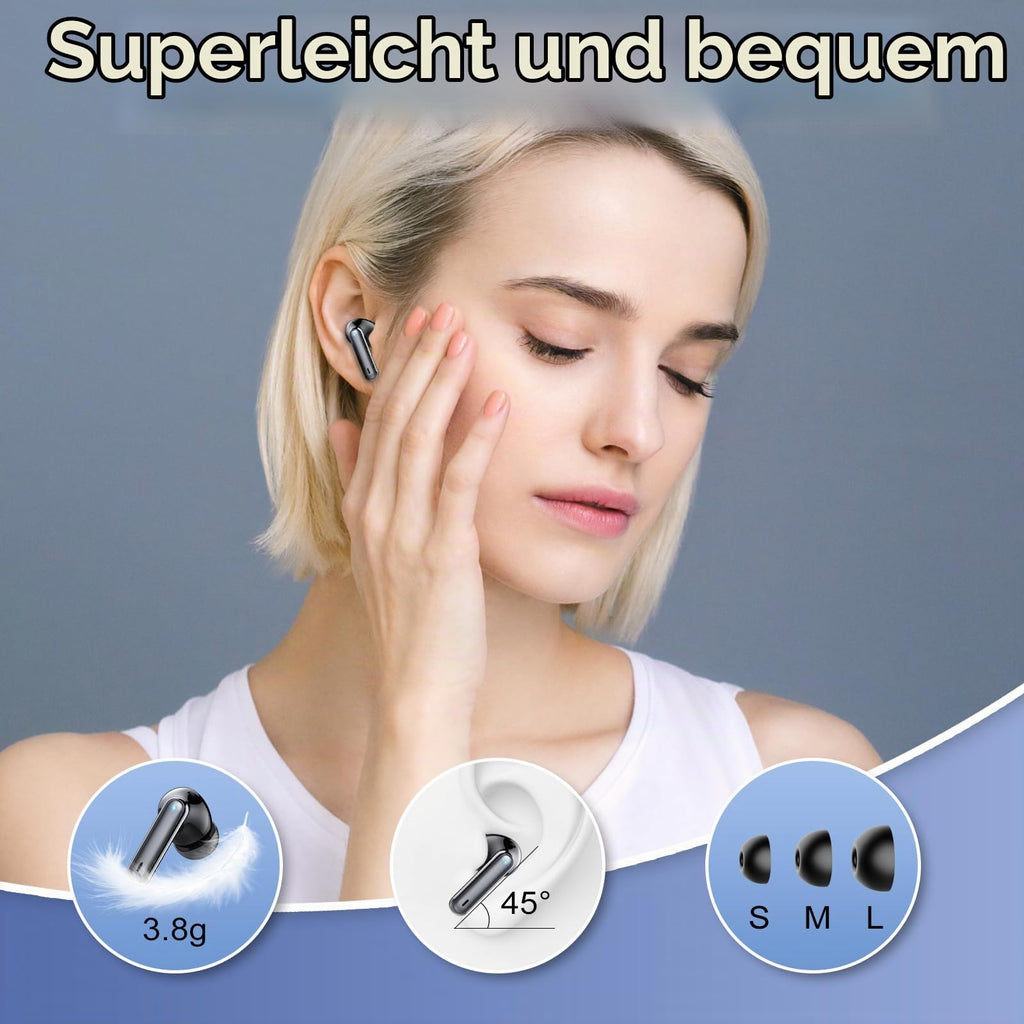 Bluetooth Kopfhörer, Kopfhörer Kabellos Bluetooth 5.4, Tiefer Bass Ohrhörer