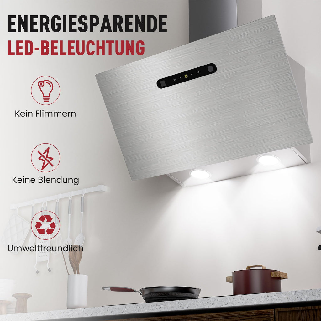A+++ Kopffreie Dunstabzugshaube 60cm Umluft & Abluft mit 420 m³/h