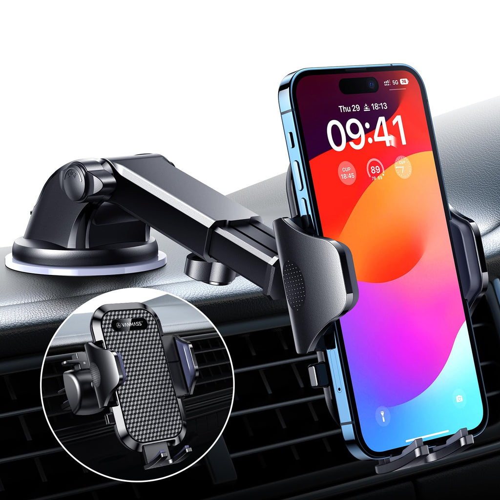 VANMASS 2026【Militär-Klasse】Handyhalterung Auto Upgrade【Stärkste Saugnapf & Lüftungshaken】4 in 1 Handy Halterung Auto 360° Drehbar Handyhalter Auto Armaturenbrett Scheibe Wand für iPhone Samsung usw