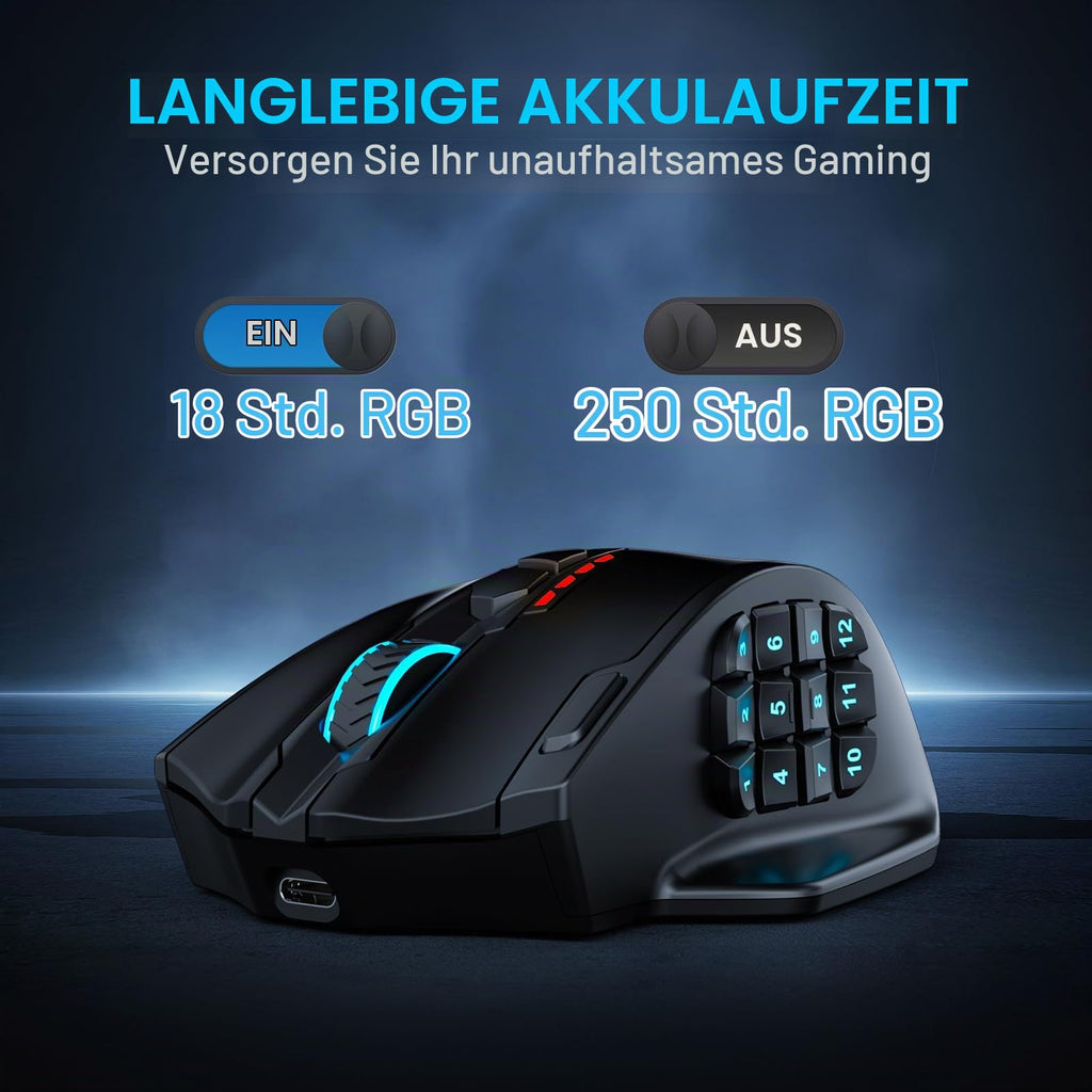 Redragon M908 Impact MMO Gaming Maus Kabelgebunden RGB 12400 DPI
