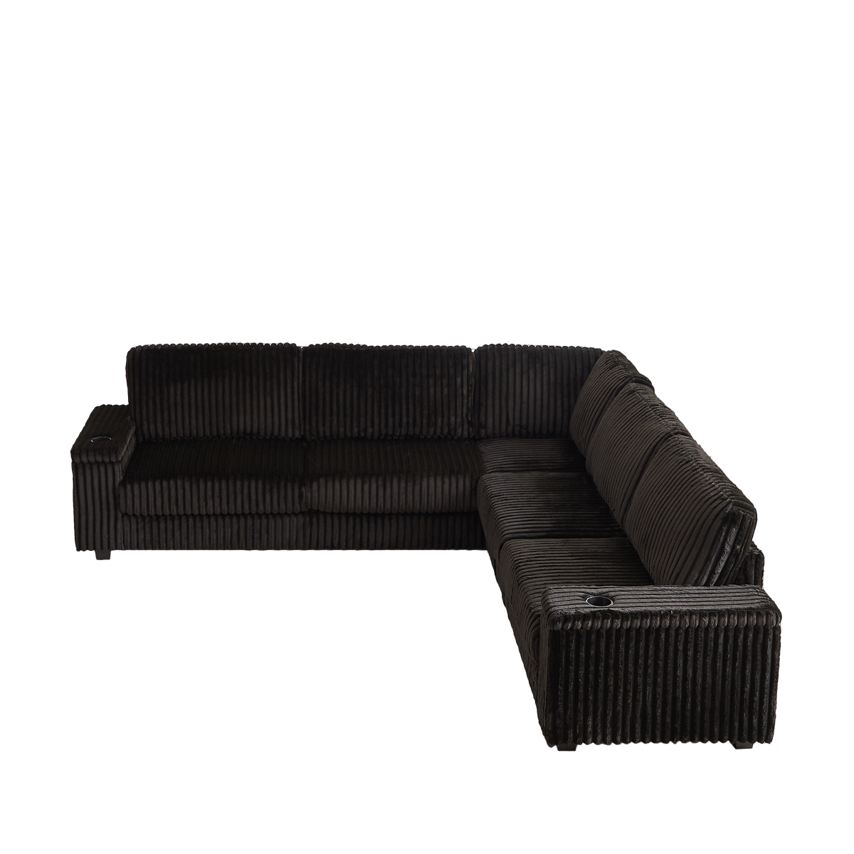 110-Inch Oversized Corduroy Corner Sofa,L Shaped Corner Couch With Two Storage Spaces,USB Port & T-Pyce Port and Cup-Hol