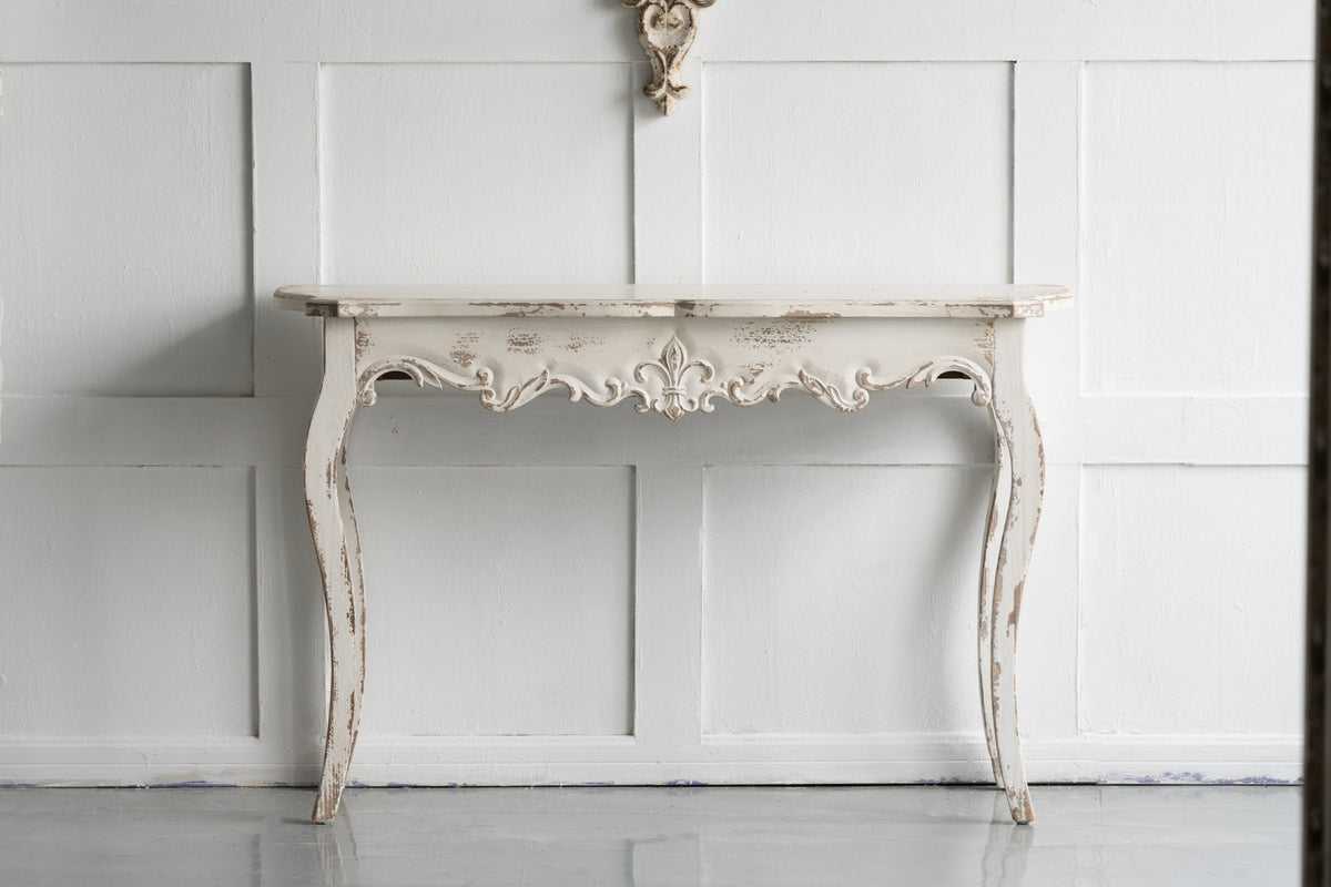 46" X 16.5" X 30" Slimline Whitewash Console Table, for Hallway Living Room Bedroom